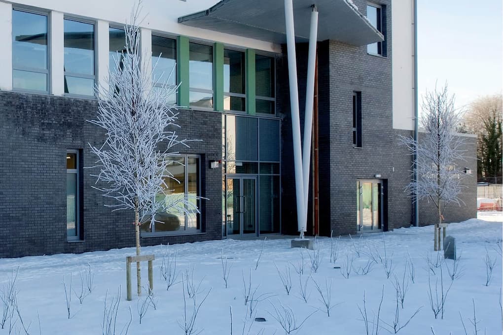 Snowy school building