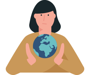 Woman holding globe