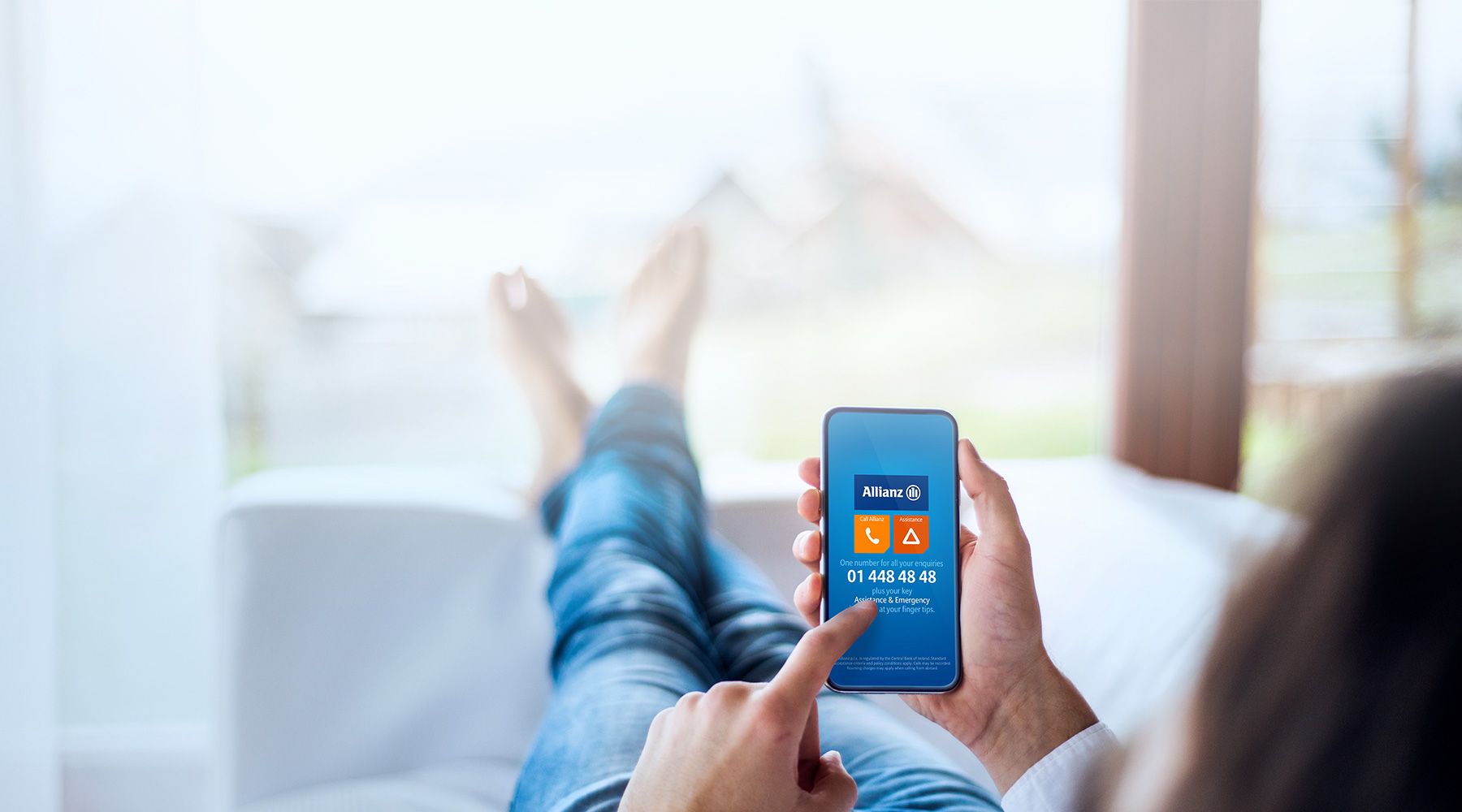 Girl relieved with Allianz app