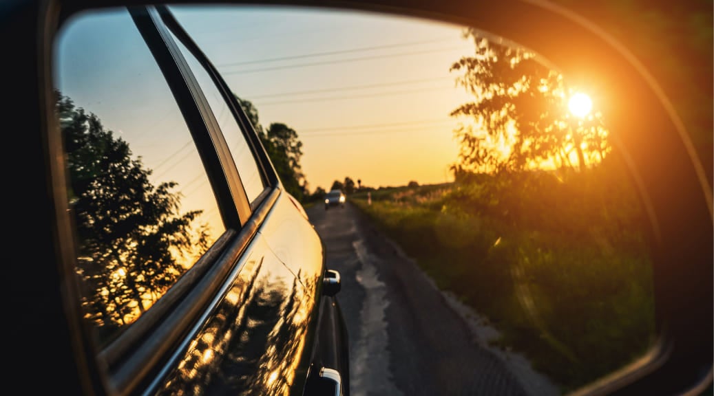 car view from rear mirror