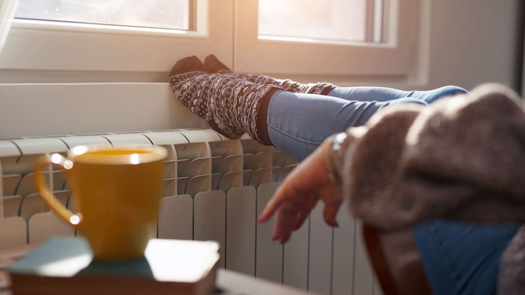resting foot on home radiator