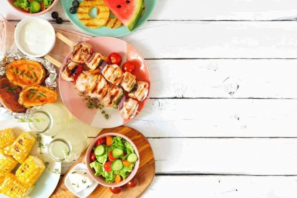 BBQ food and summer drink