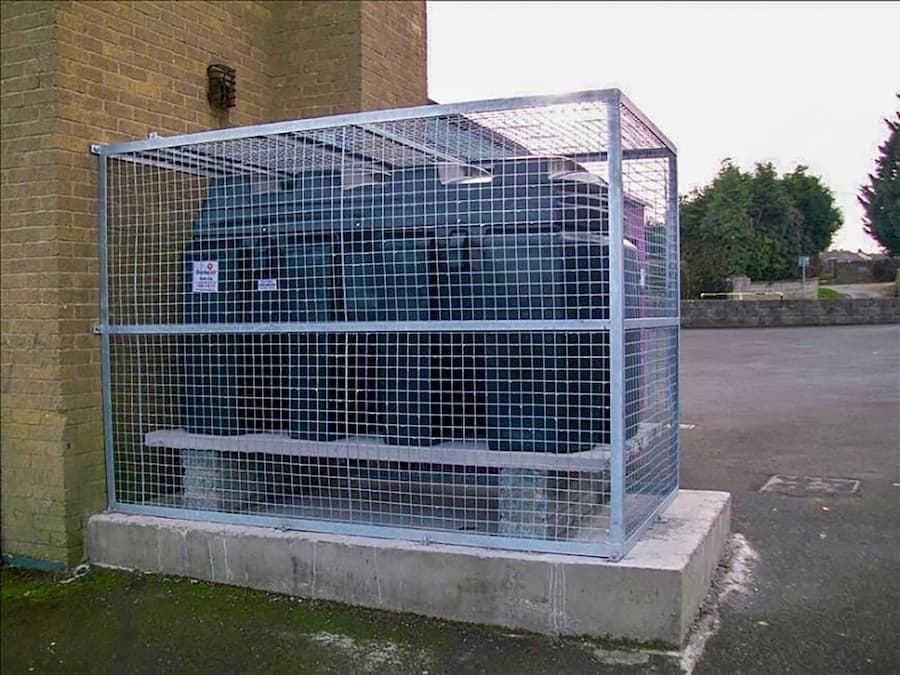 Oil tank in cage