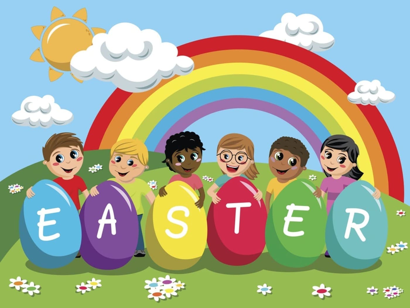 colourful school easter camp picture