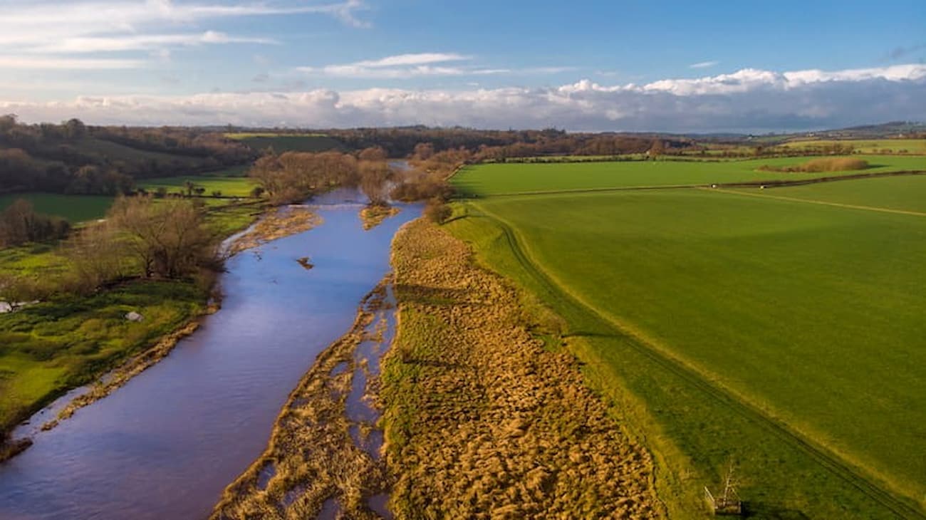 River flowing through land