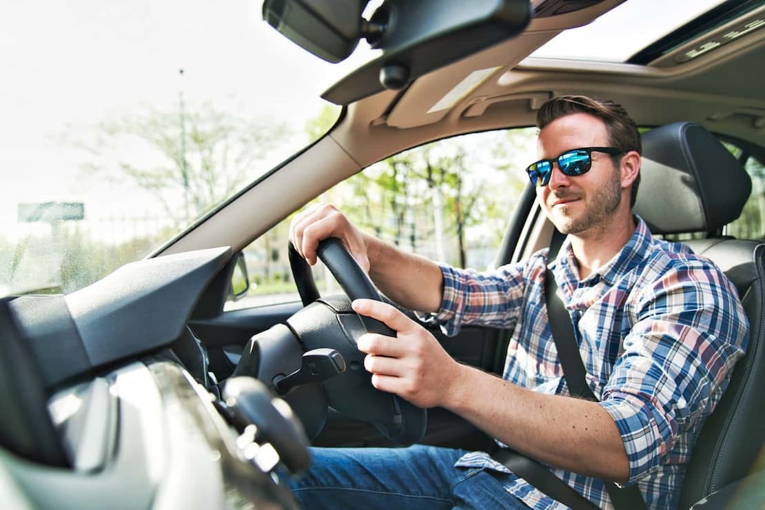 A happy male driver