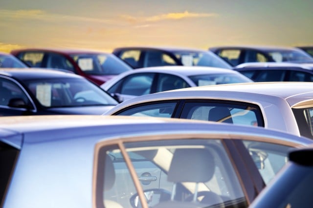 Row of cars for sale