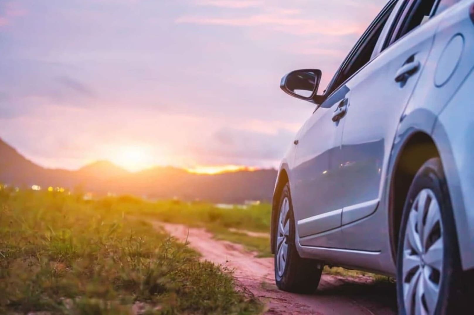 Car at sunset
