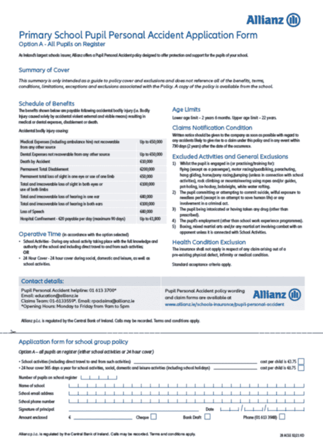 Primary school application form