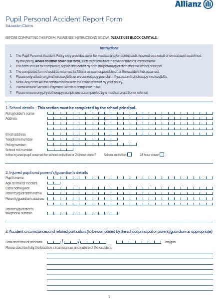 An image of a school application form