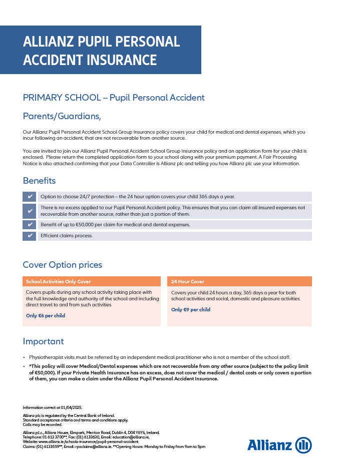An image of a school application form