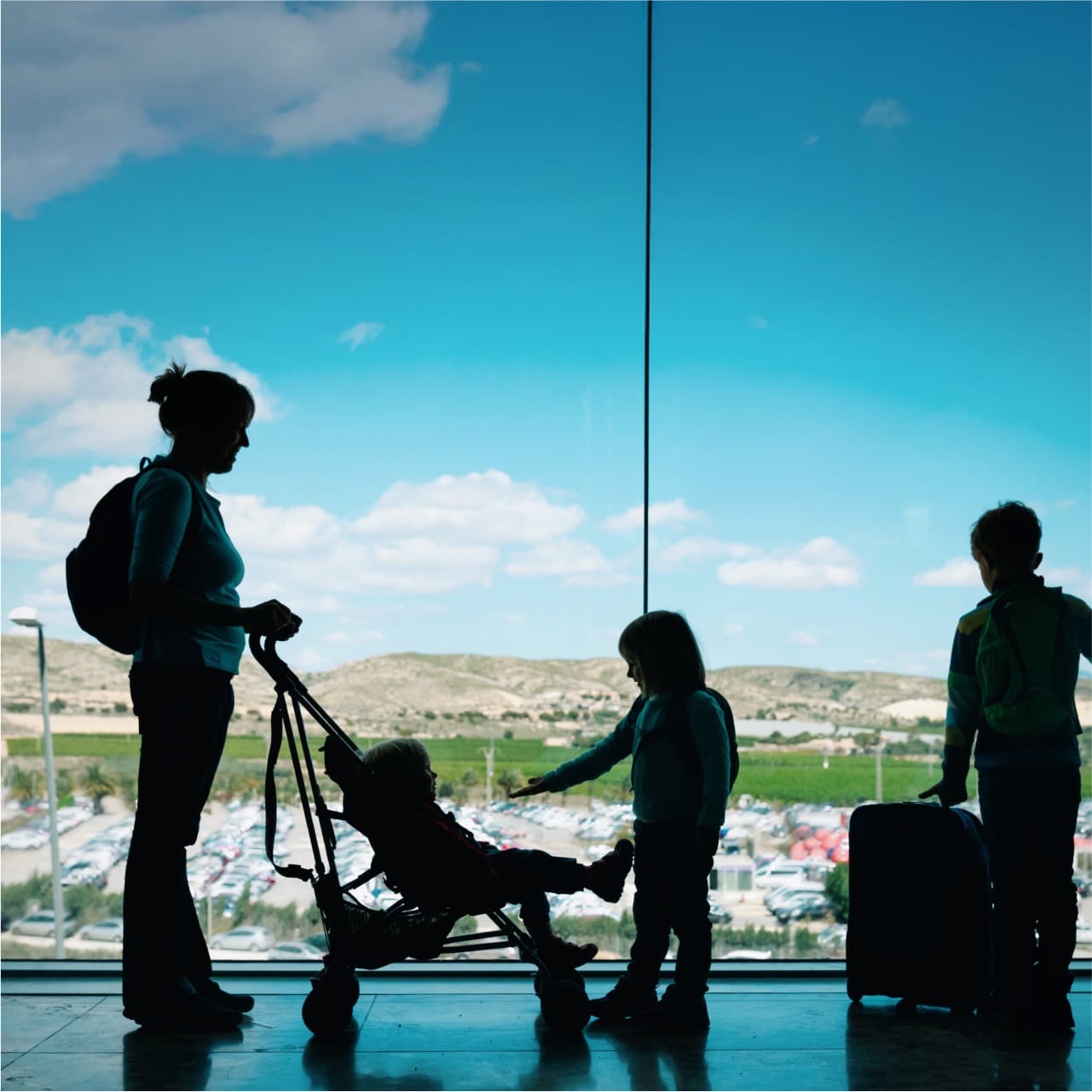 a family in the airport