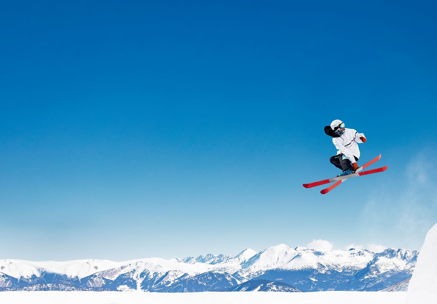 Skier leaping in air