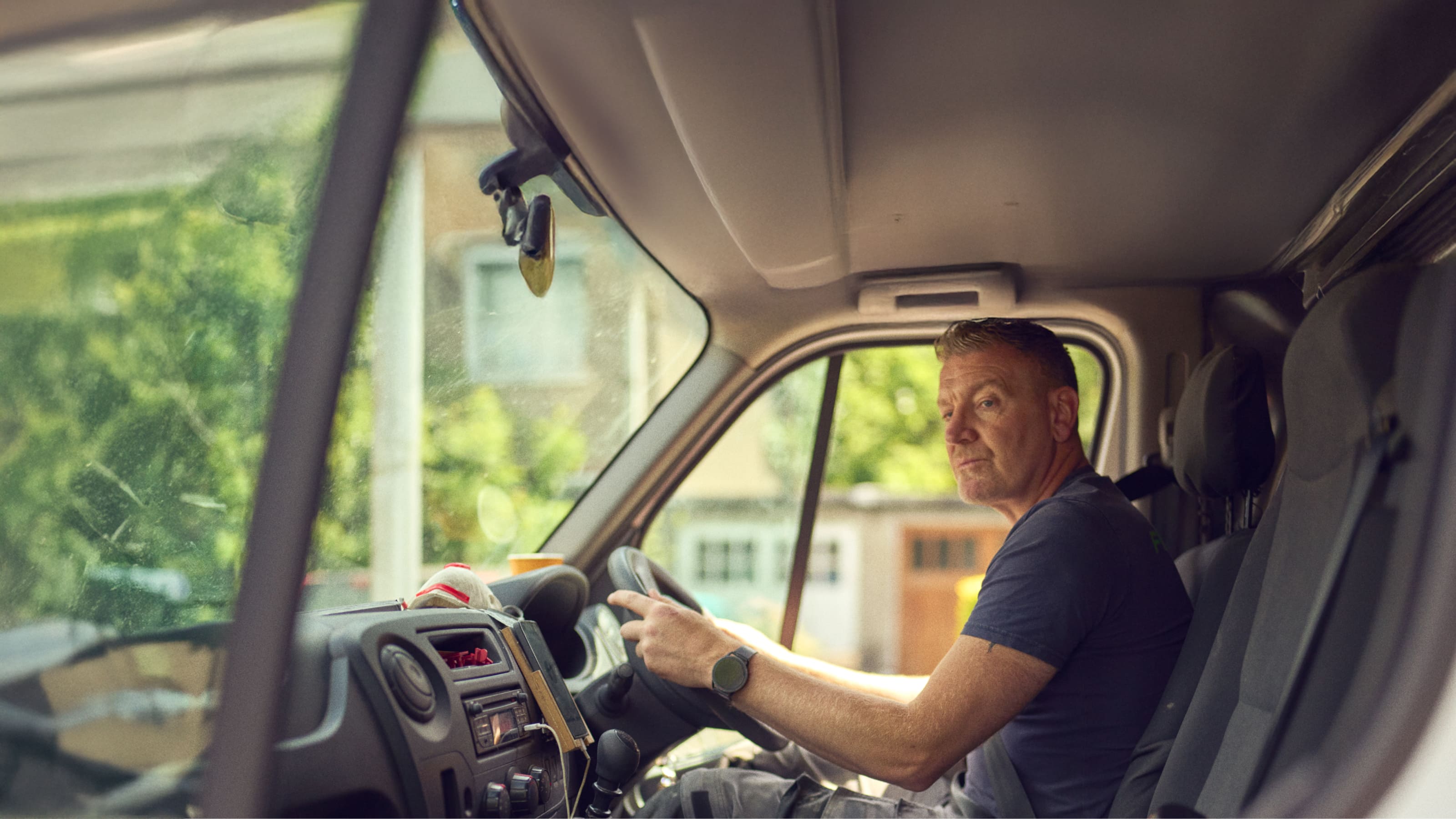 man driving his commercial van