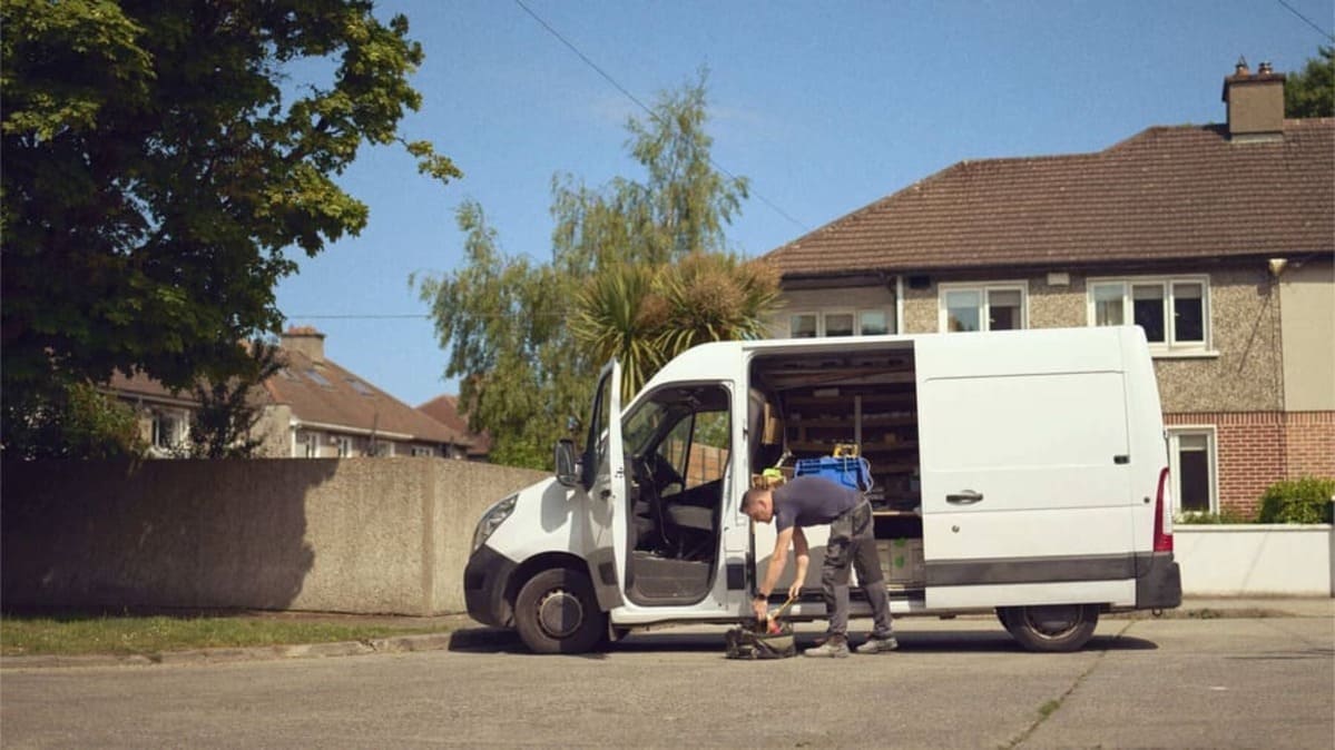 Maintenance van outside house