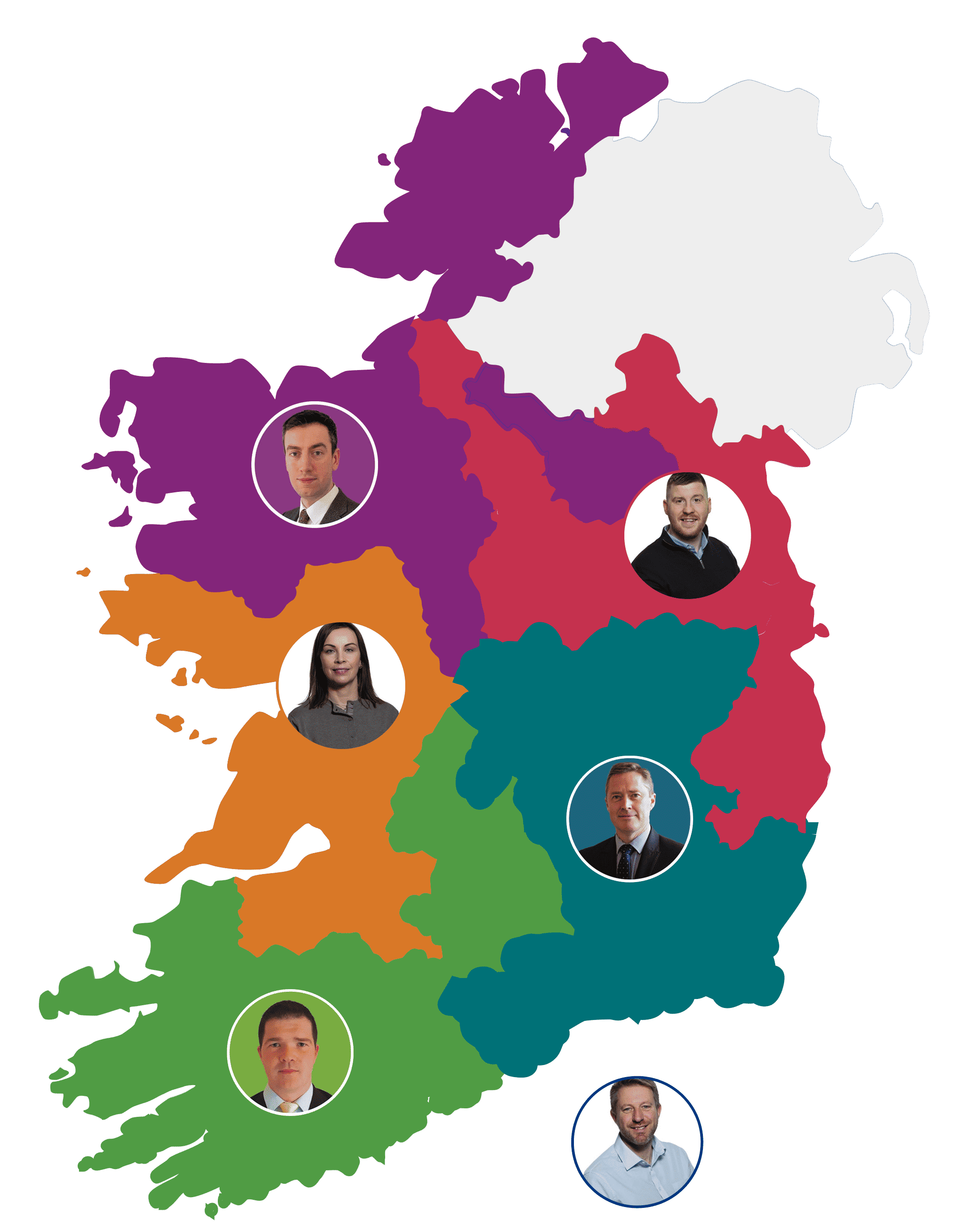 Map of Allianz Ireland local representatives for insured schools