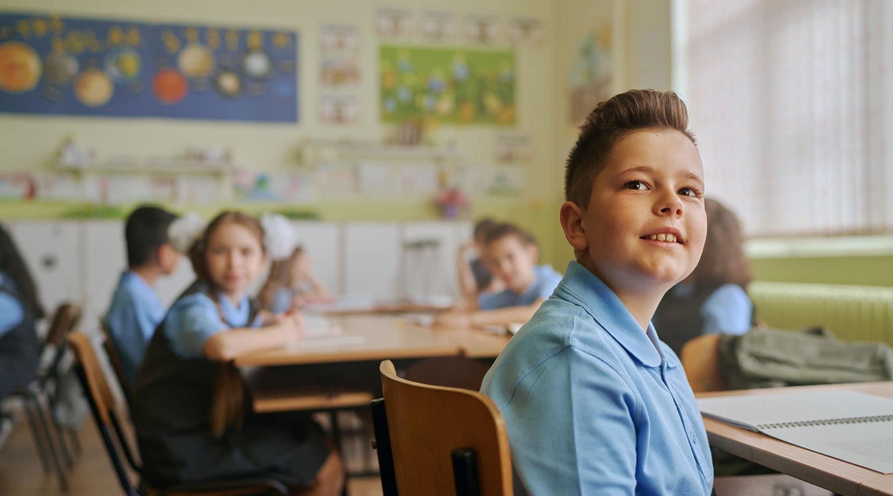 primary school student in classroom