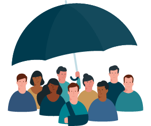 People standing under umbrella